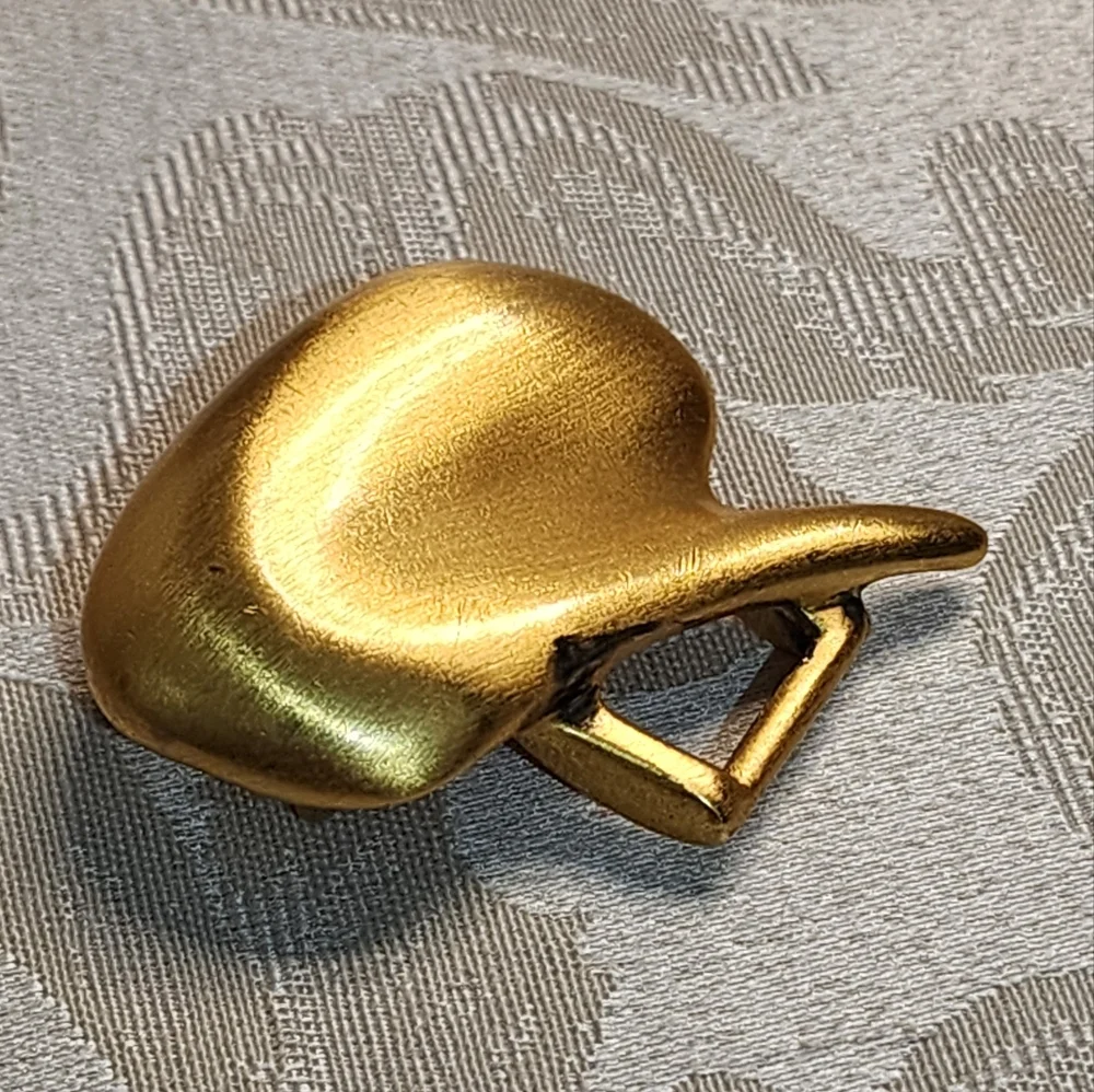 VINTAGE 1980s Sculptural GOLD PLATED Belt BUCKLE Bold Abstract Statement Piece